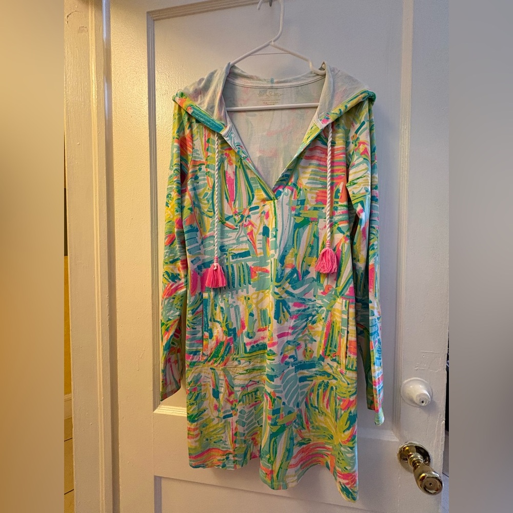 Lilly Pulitzer Rylie UPF 50+ Hooded Cover-up Dress Sea Salt & Sun - Picture 8 of 12